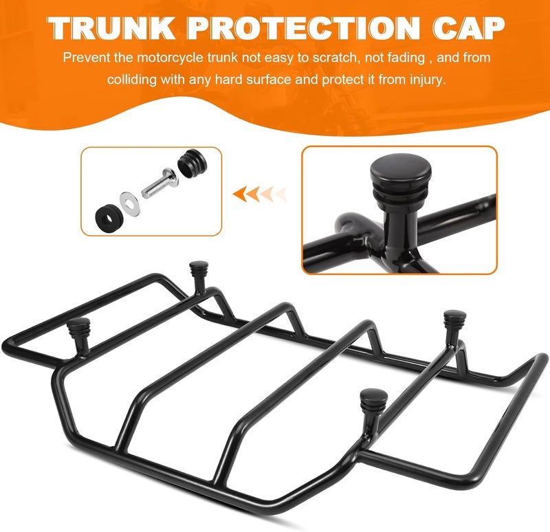 Eumti Motorcycles Air Wing Black Luggage Rack Carrier Trunk Top Rack Rail Mount Compatible with Harley Touring CVO Street Glide Electra Glide Road Glide Road King Ultra Limited 1984-2025 - Image 3